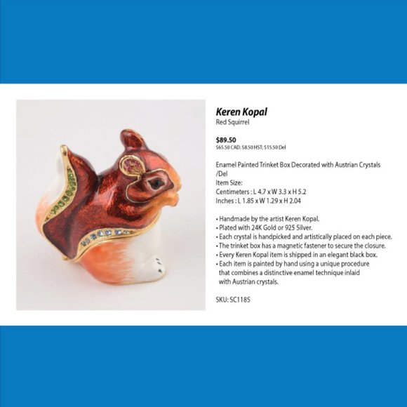 Original Keren Kopal Trinket Box - RED SQUIRREL - Picture 2 of 5